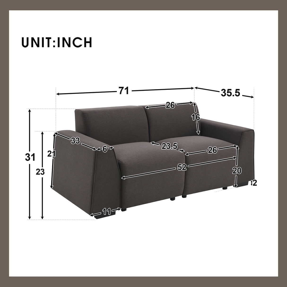 [VIDEO provided] [New] 71*35.5" Modern Linen Fabric Sofa,Stylish and Minimalist 2-3 Seat Couch,Easy to Install,Exquisite Lovesea