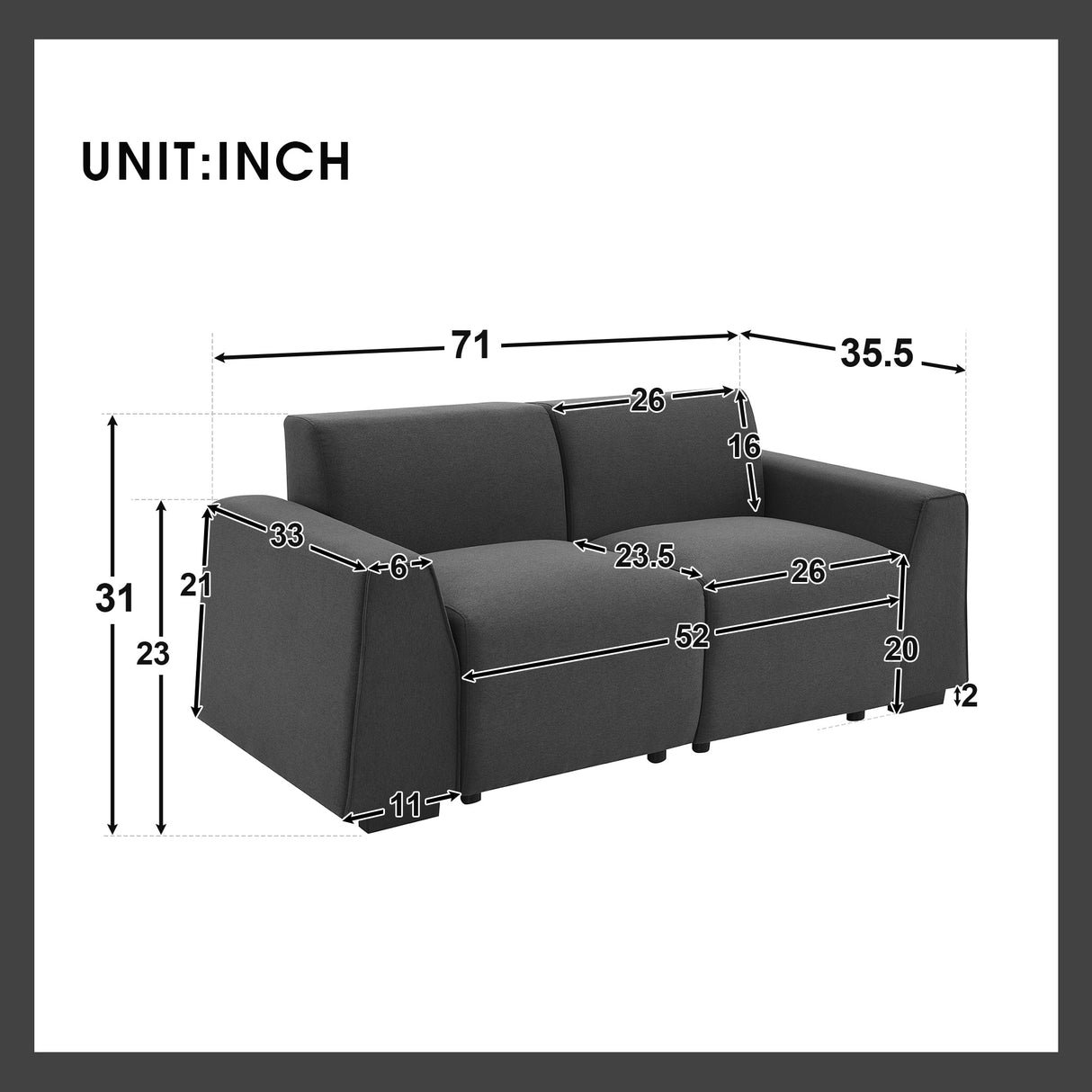 [VIDEO provided] [New] 71*35.5" Modern Linen Fabric Sofa,Stylish and Minimalist 2-3 Seat Couch,Easy to Install,Exquisite Lovesea