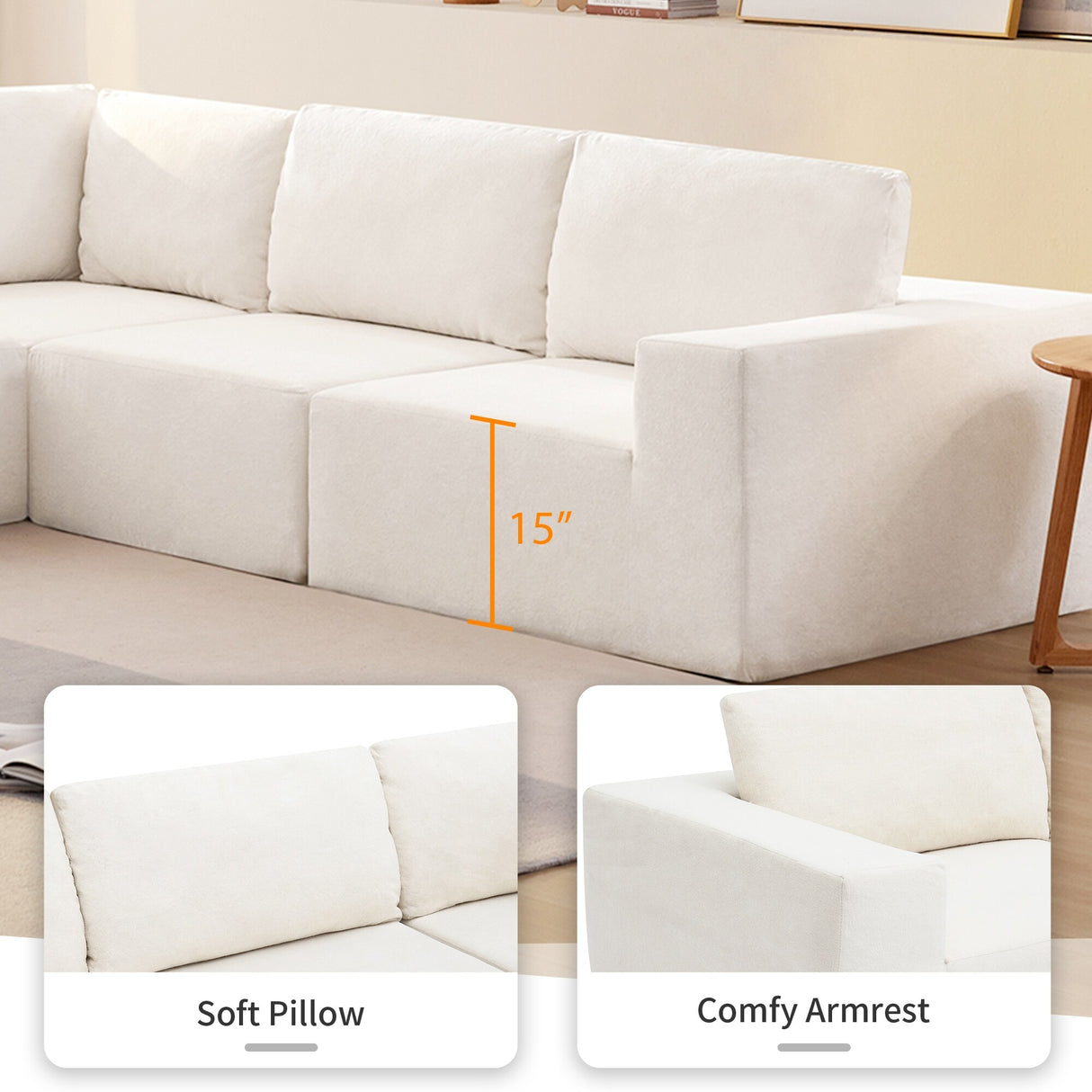 [VIDEO provided] [New]116*116" Modular L Shaped Sectional Sofa,Luxury Floor Couch Set,Upholstered Indoor Furniture,Foam-Filled S