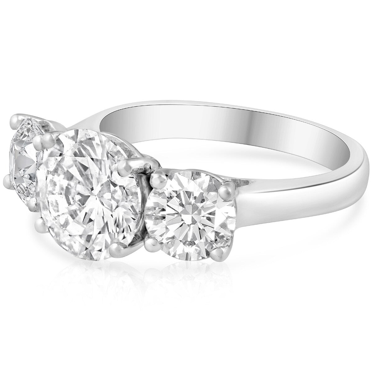 5Ct Three Stone Moissanite Ring 10k White Gold