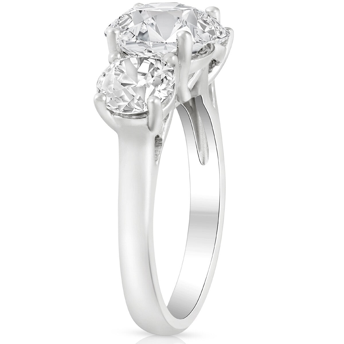 5Ct Three Stone Moissanite Ring 10k White Gold