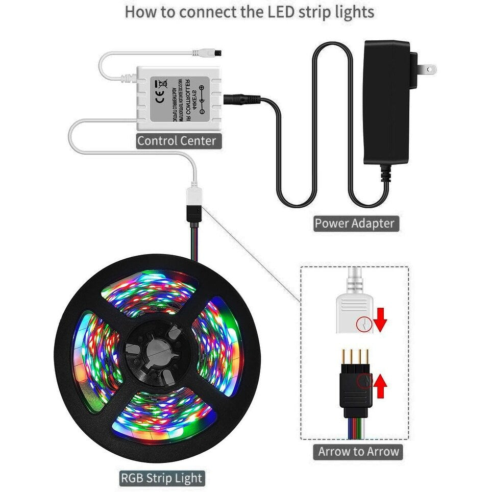 5M LED Strip Lights RGB Strips Waterproof Color Changing String Lights - 19.69