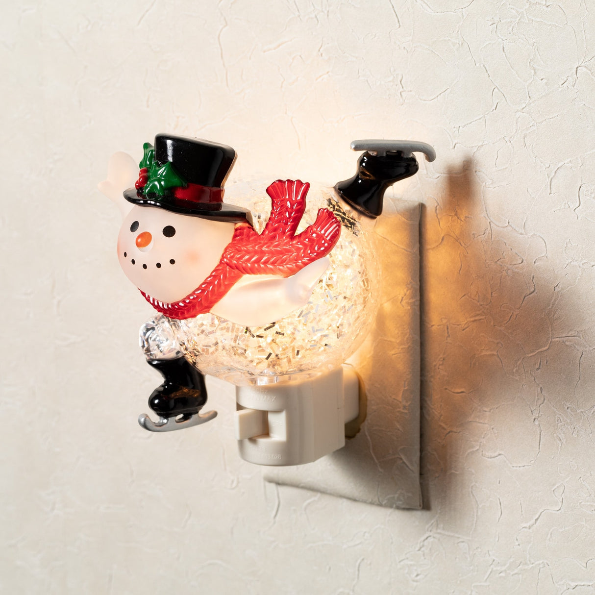 5"H Sullivans Ice Skating Snowman Nightlight, Multicolored - 5"L x 3.75"W x 5"H