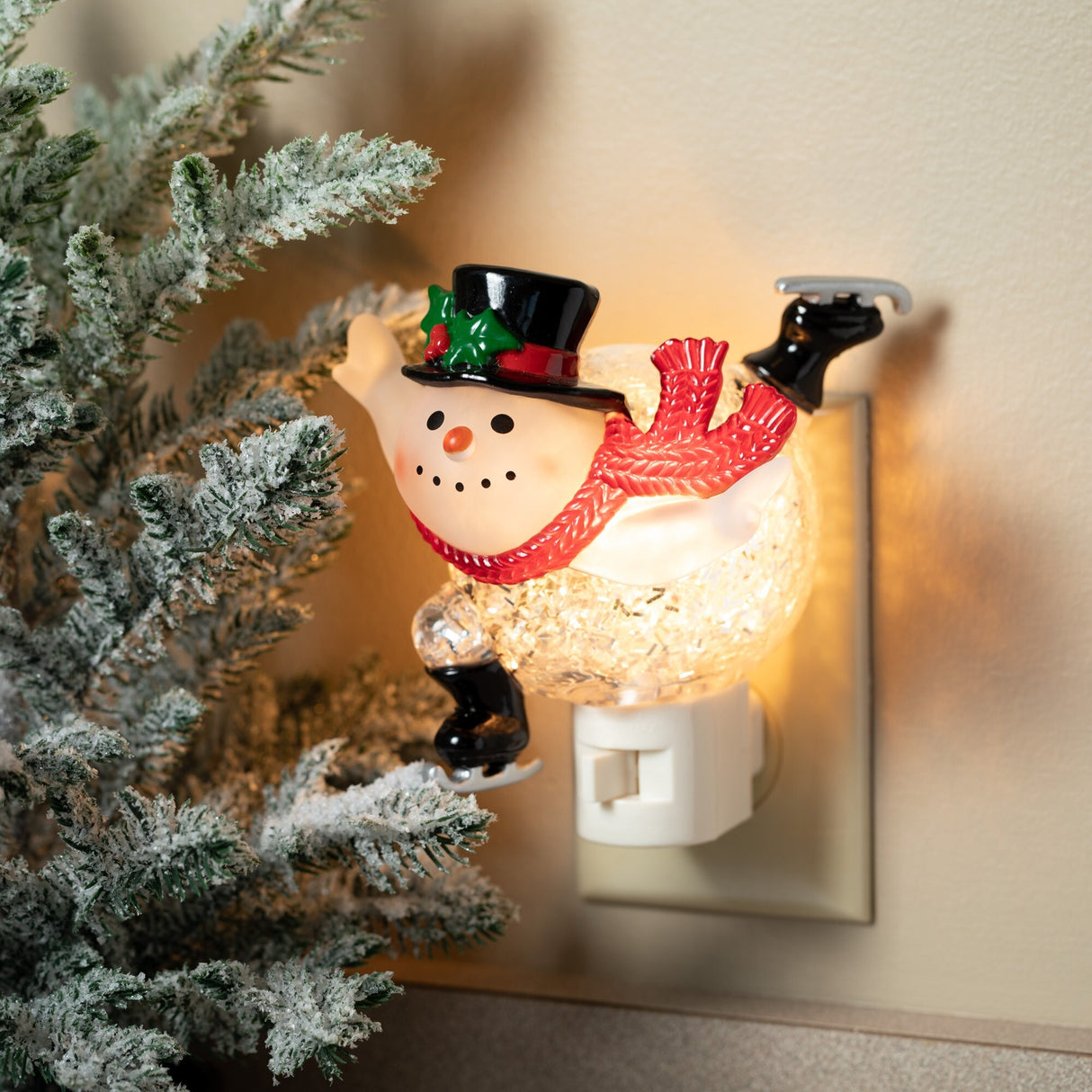 5"H Sullivans Ice Skating Snowman Nightlight, Multicolored - 5"L x 3.75"W x 5"H