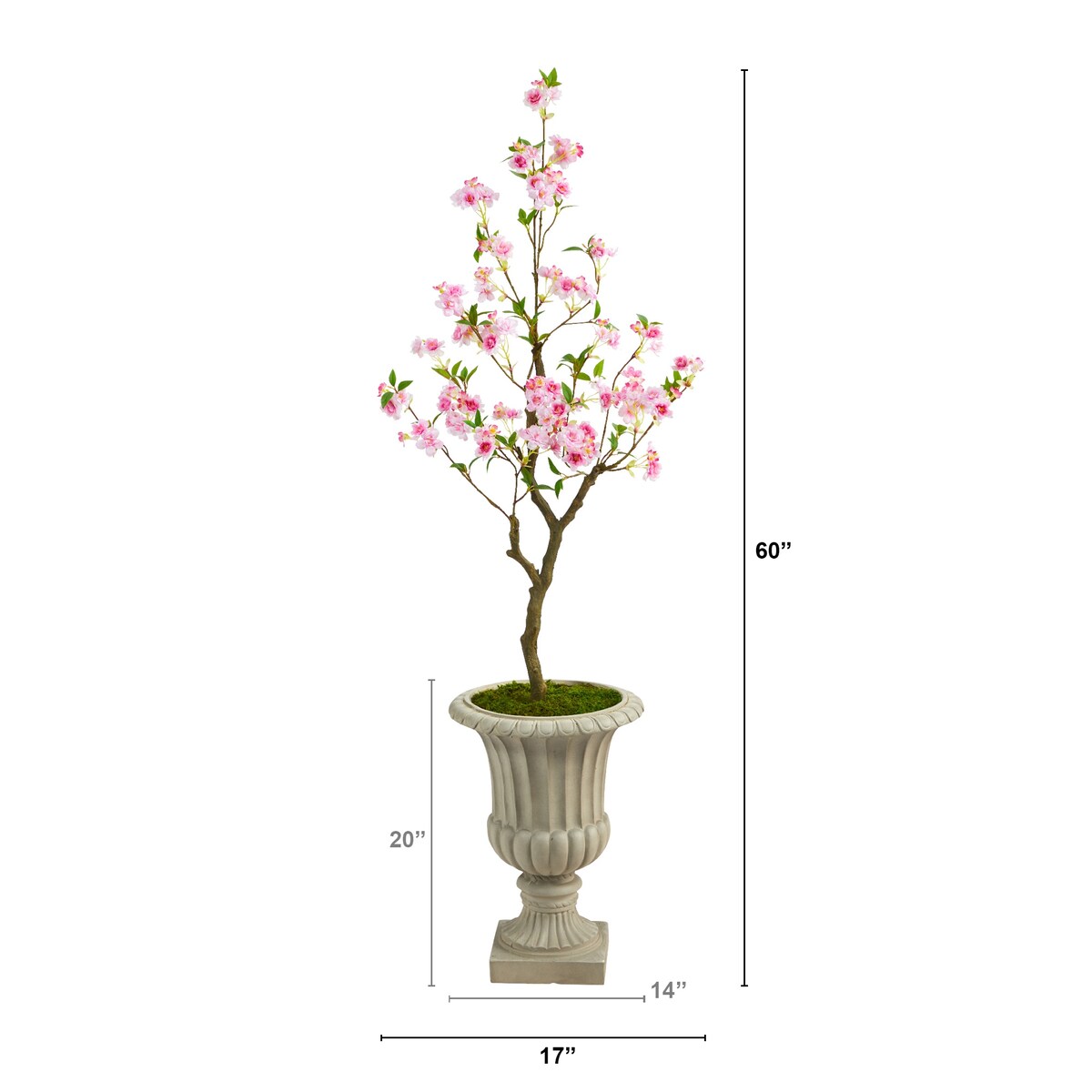 5' Cherry Blossom Artificial Tree in Sand Finished Urn - 20.5"