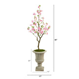 5' Cherry Blossom Artificial Tree in Sand Finished Urn - 20.5"