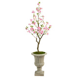 5' Cherry Blossom Artificial Tree in Sand Finished Urn - 20.5"