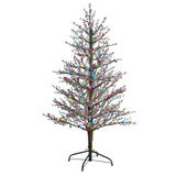 5' Frosted Berry Twig Christmas Tree with 200 LED - Green