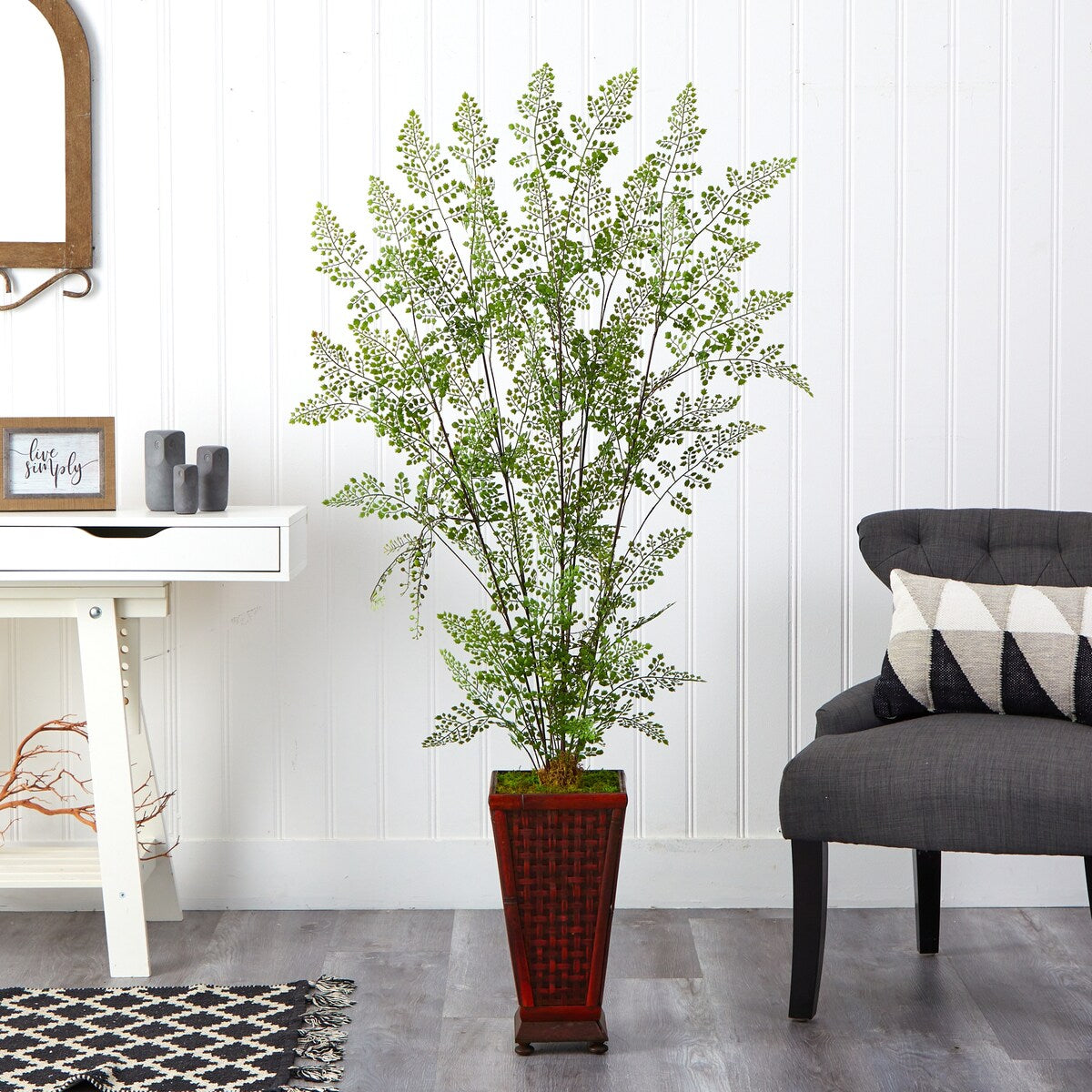 5' Ruffle Fern Artificial Tree in Decorative Planter - 17.5"