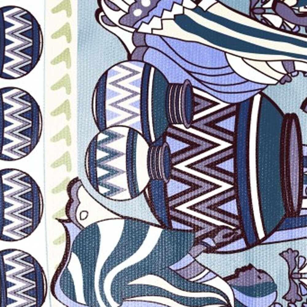 5' X 7' Brown And Muted Blue Abstract Area Rug - 5' Octagon