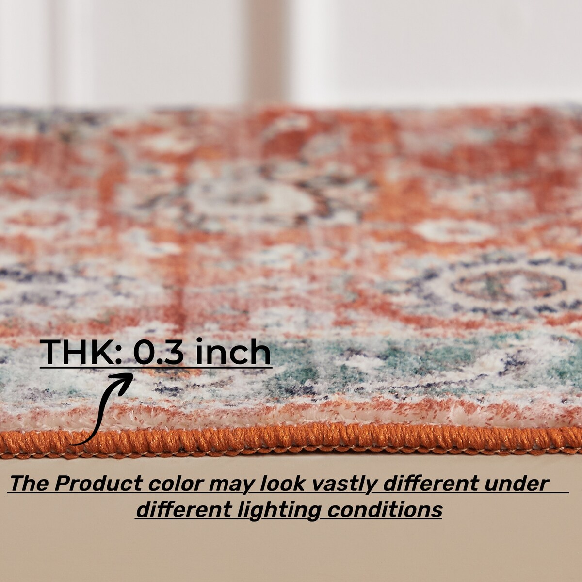 5'x7' Area Rug, Soft Washable Low-Pile Carpet Mat with Non-Slip Backing for Living Room and Bedroom