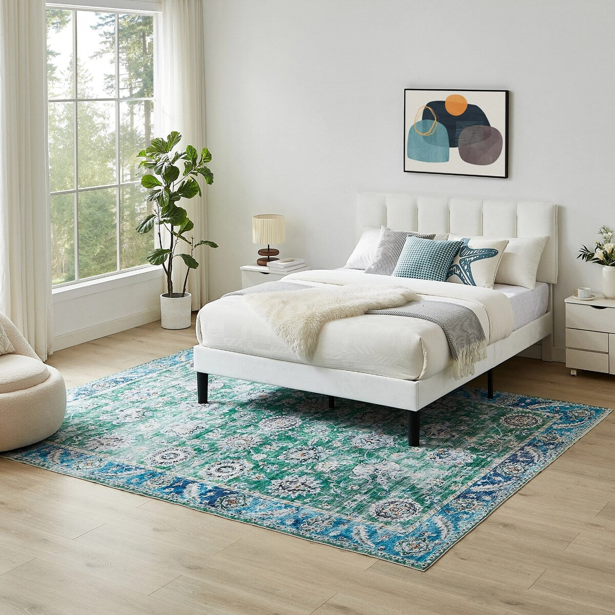 5'x7' Area Rug, Soft Washable Low-Pile Carpet Mat with Non-Slip Backing for Living Room and Bedroom