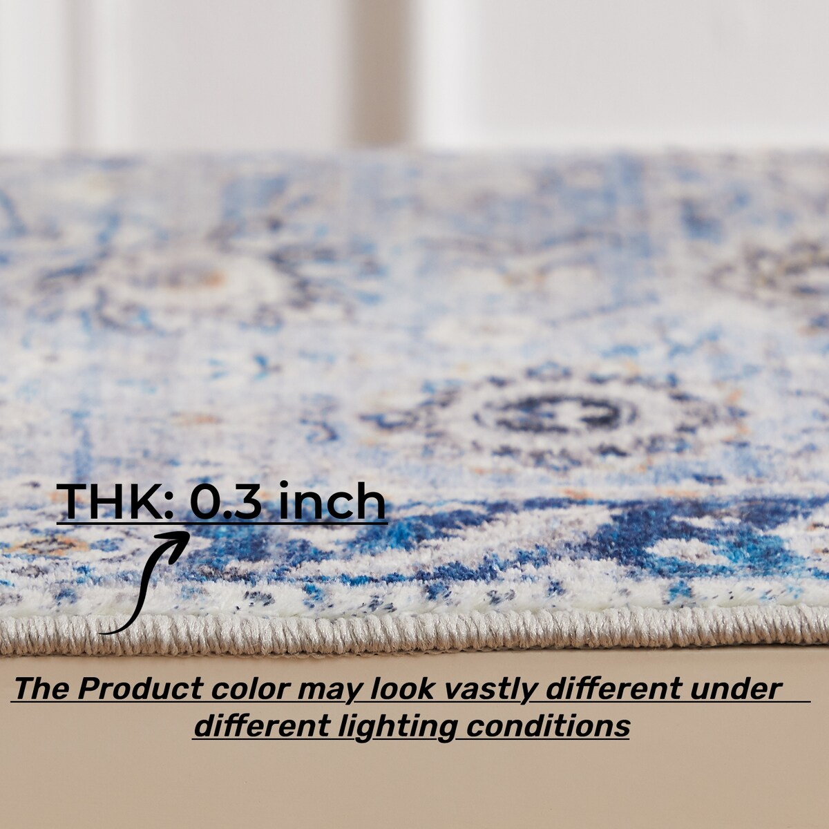 5'x7' Area Rug, Soft Washable Low-Pile Carpet Mat with Non-Slip Backing for Living Room and Bedroom