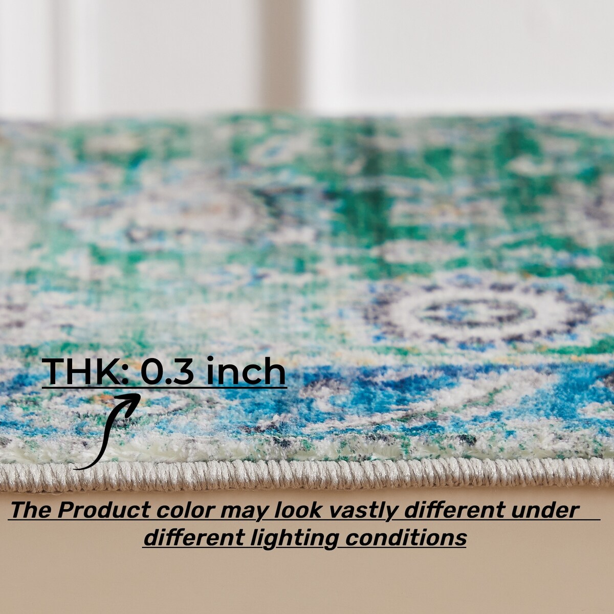 5'x7' Area Rug, Soft Washable Low-Pile Carpet Mat with Non-Slip Backing for Living Room and Bedroom