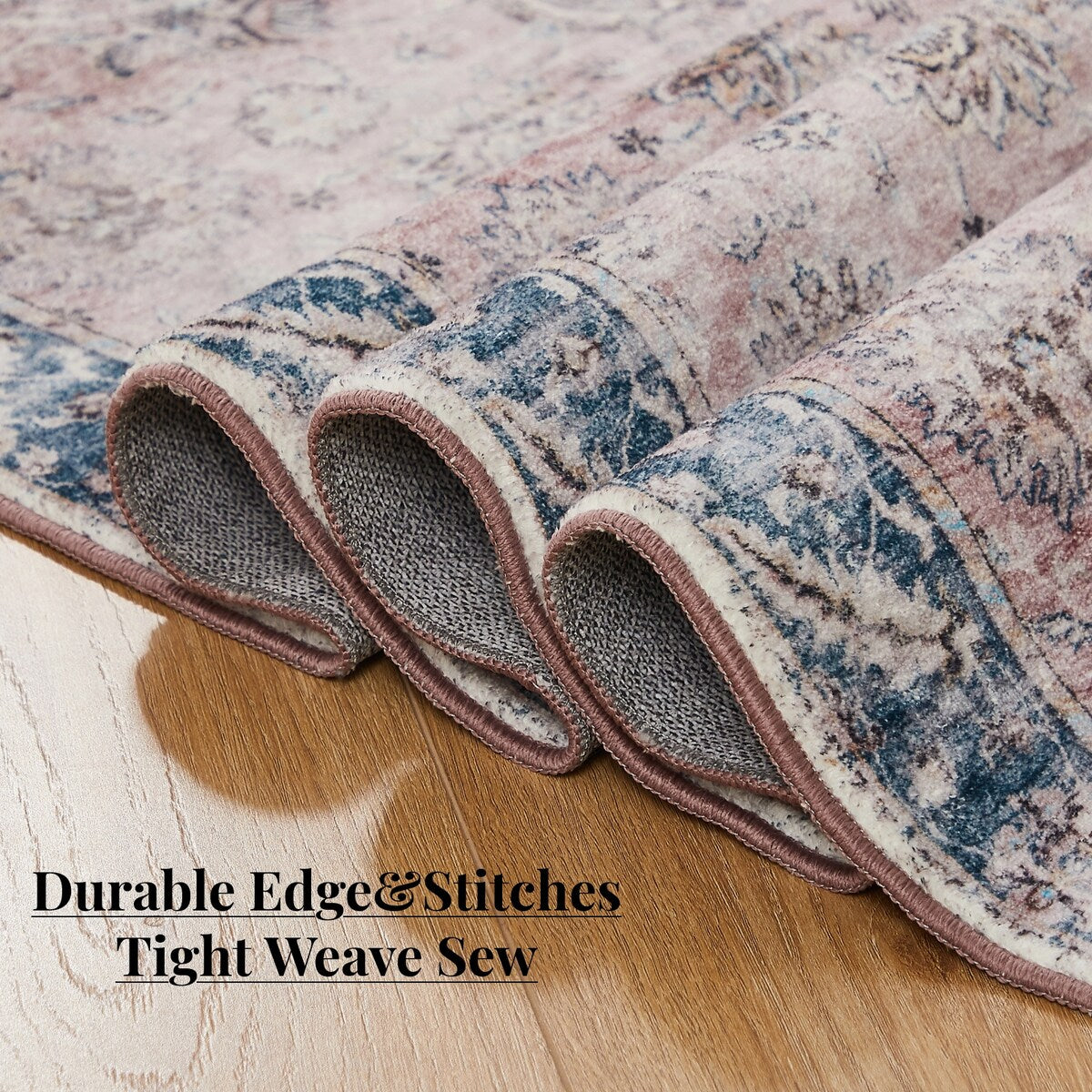5'x7' Area Rug, Soft Washable Low-Pile Carpet Mat with Non-Slip Backing for Living Room and Bedroom