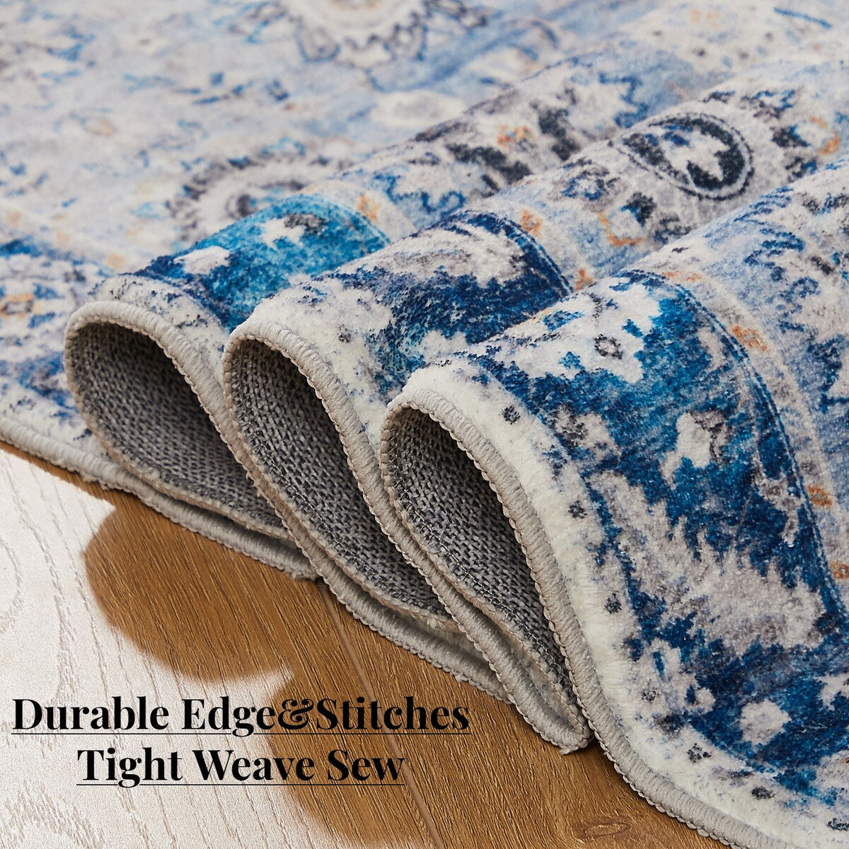 5'x7' Area Rug, Soft Washable Low-Pile Carpet Mat with Non-Slip Backing for Living Room and Bedroom