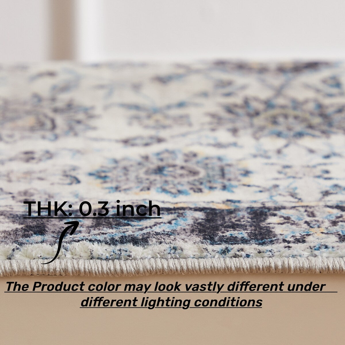 5'x7' Area Rug, Soft Washable Low-Pile Carpet Mat with Non-Slip Backing for Living Room and Bedroom