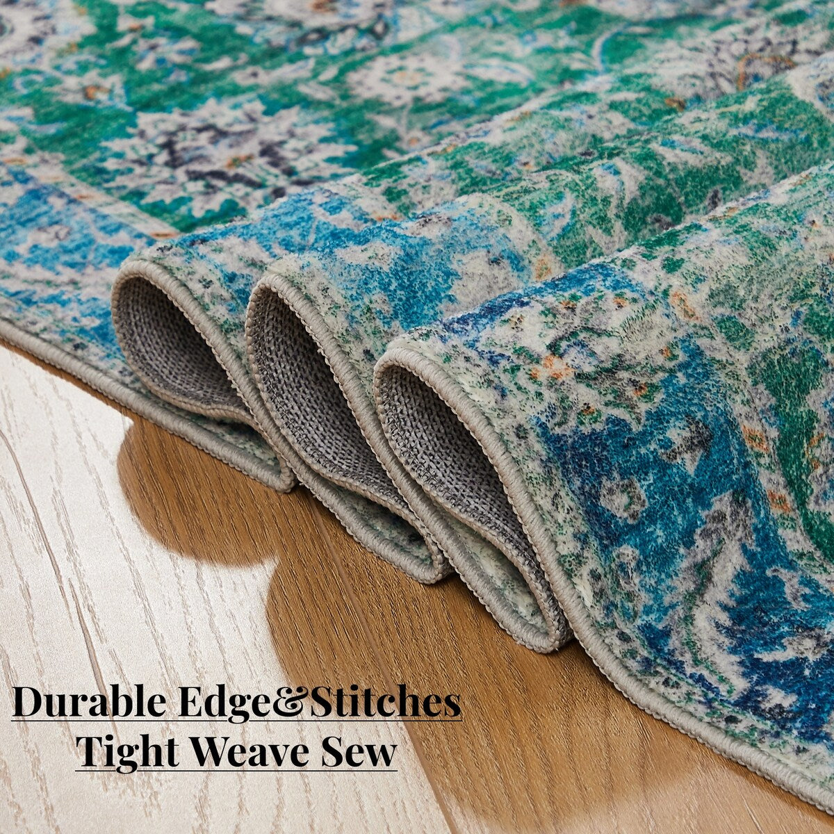 5'x7' Area Rug, Soft Washable Low-Pile Carpet Mat with Non-Slip Backing for Living Room and Bedroom