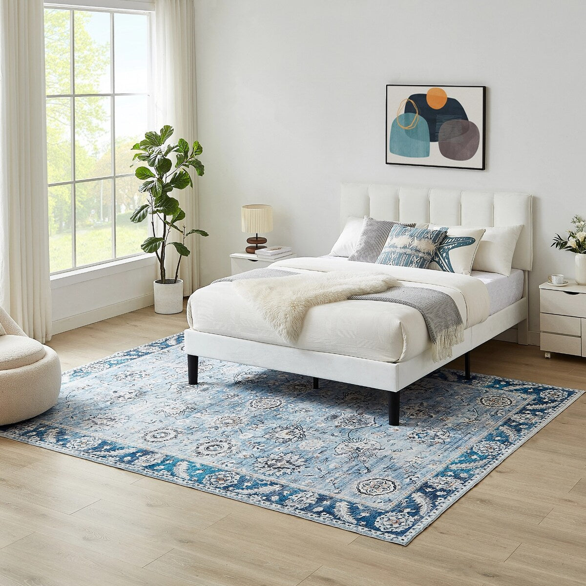 5'x7' Area Rug, Soft Washable Low-Pile Carpet Mat with Non-Slip Backing for Living Room and Bedroom