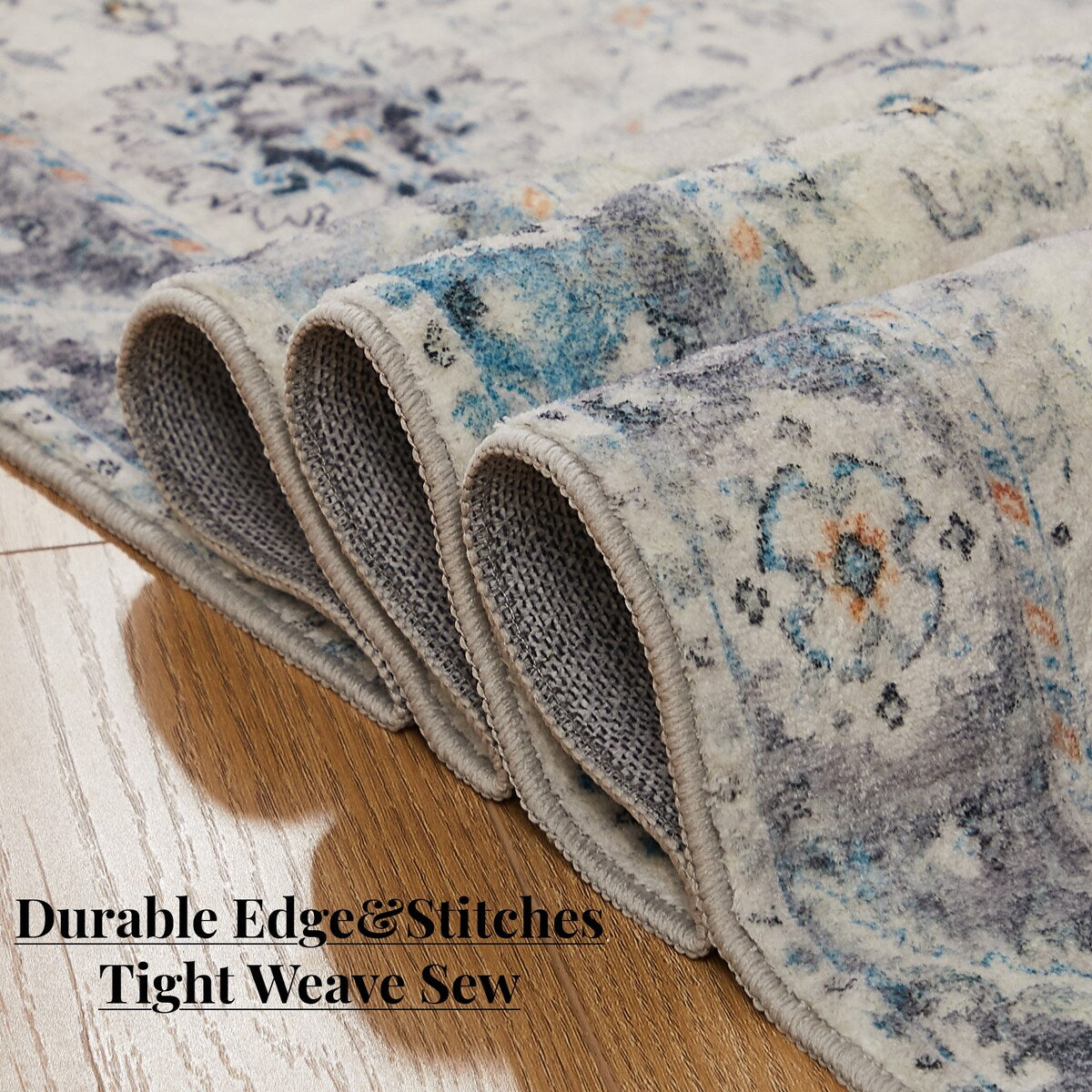 5'x7' Area Rug, Soft Washable Low-Pile Carpet Mat with Non-Slip Backing for Living Room and Bedroom
