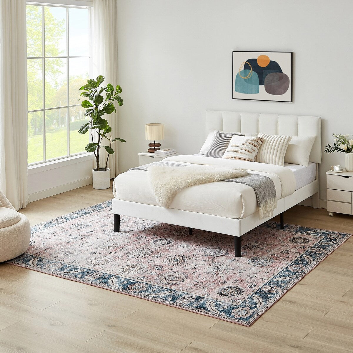 5'x7' Area Rug, Soft Washable Low-Pile Carpet Mat with Non-Slip Backing for Living Room and Bedroom