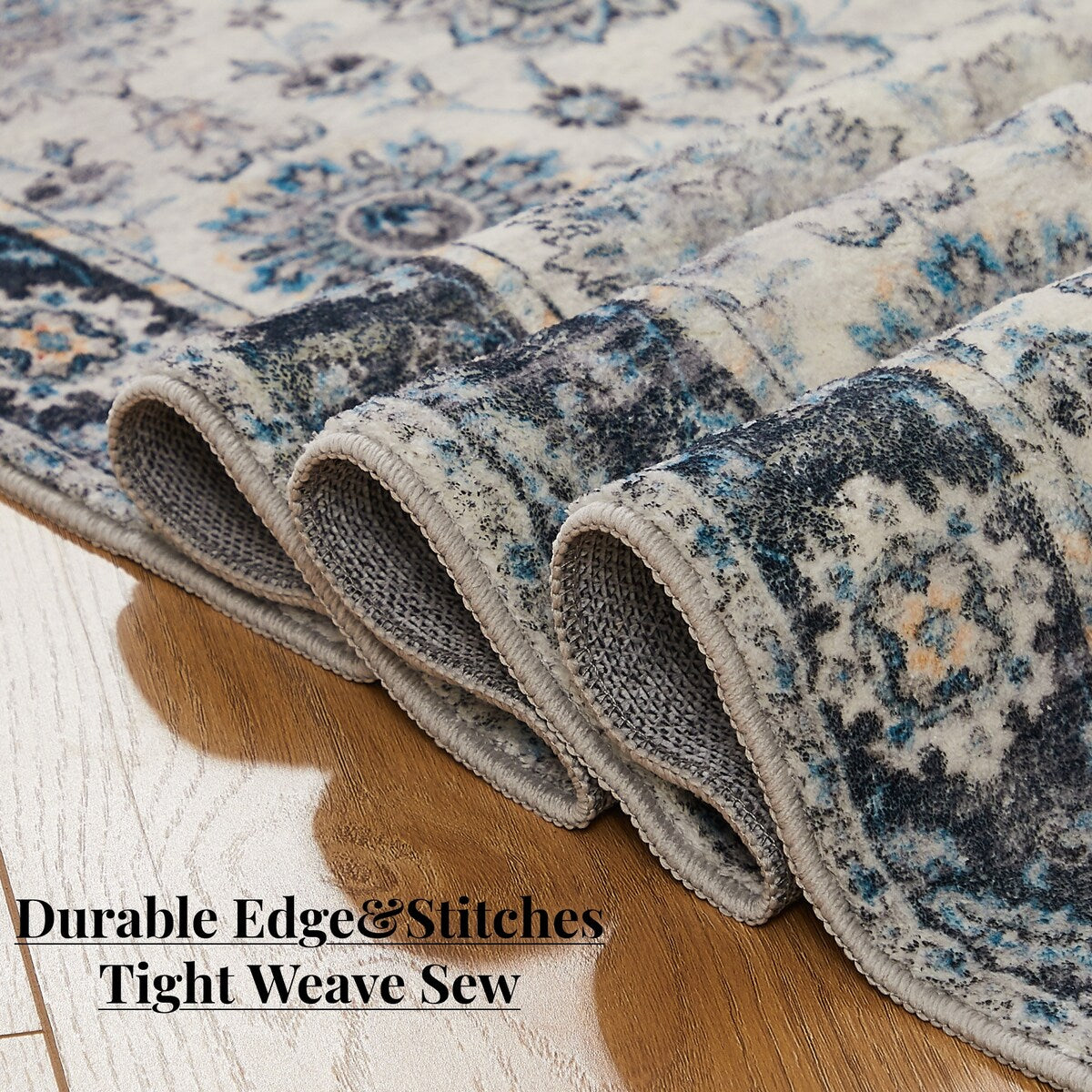 5'x7' Area Rug, Soft Washable Low-Pile Carpet Mat with Non-Slip Backing for Living Room and Bedroom