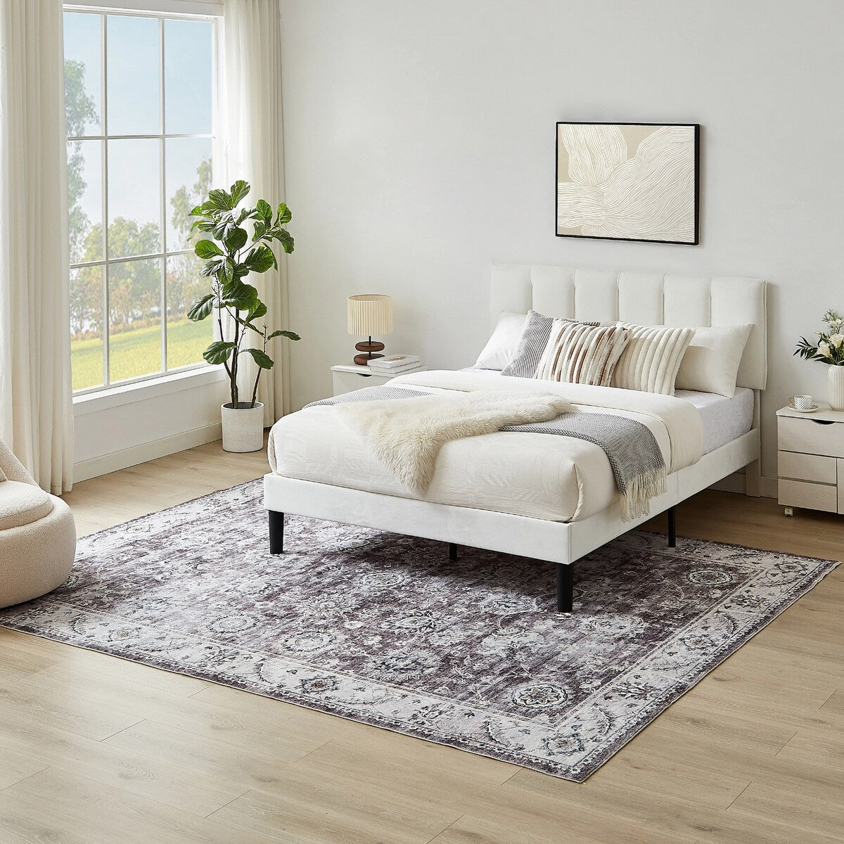 5'x7' Area Rug, Soft Washable Low-Pile Carpet Mat with Non-Slip Backing for Living Room and Bedroom