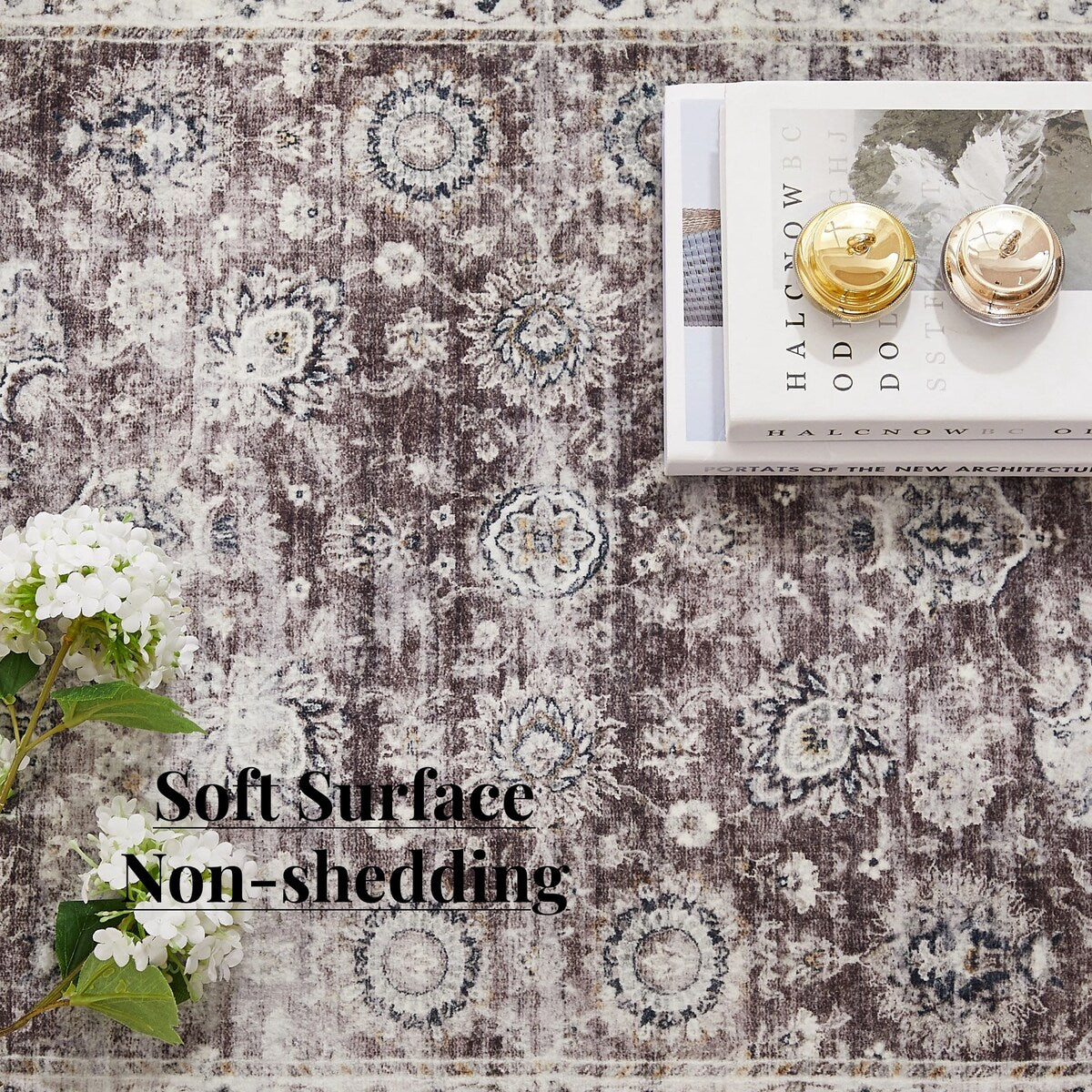 5'x7' Area Rug, Soft Washable Low-Pile Carpet Mat with Non-Slip Backing for Living Room and Bedroom