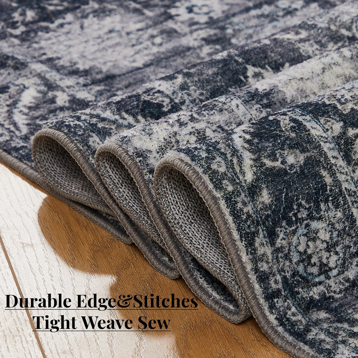 5'x7' Area Rug, Soft Washable Low-Pile Carpet Mat with Non-Slip Backing for Living Room and Bedroom
