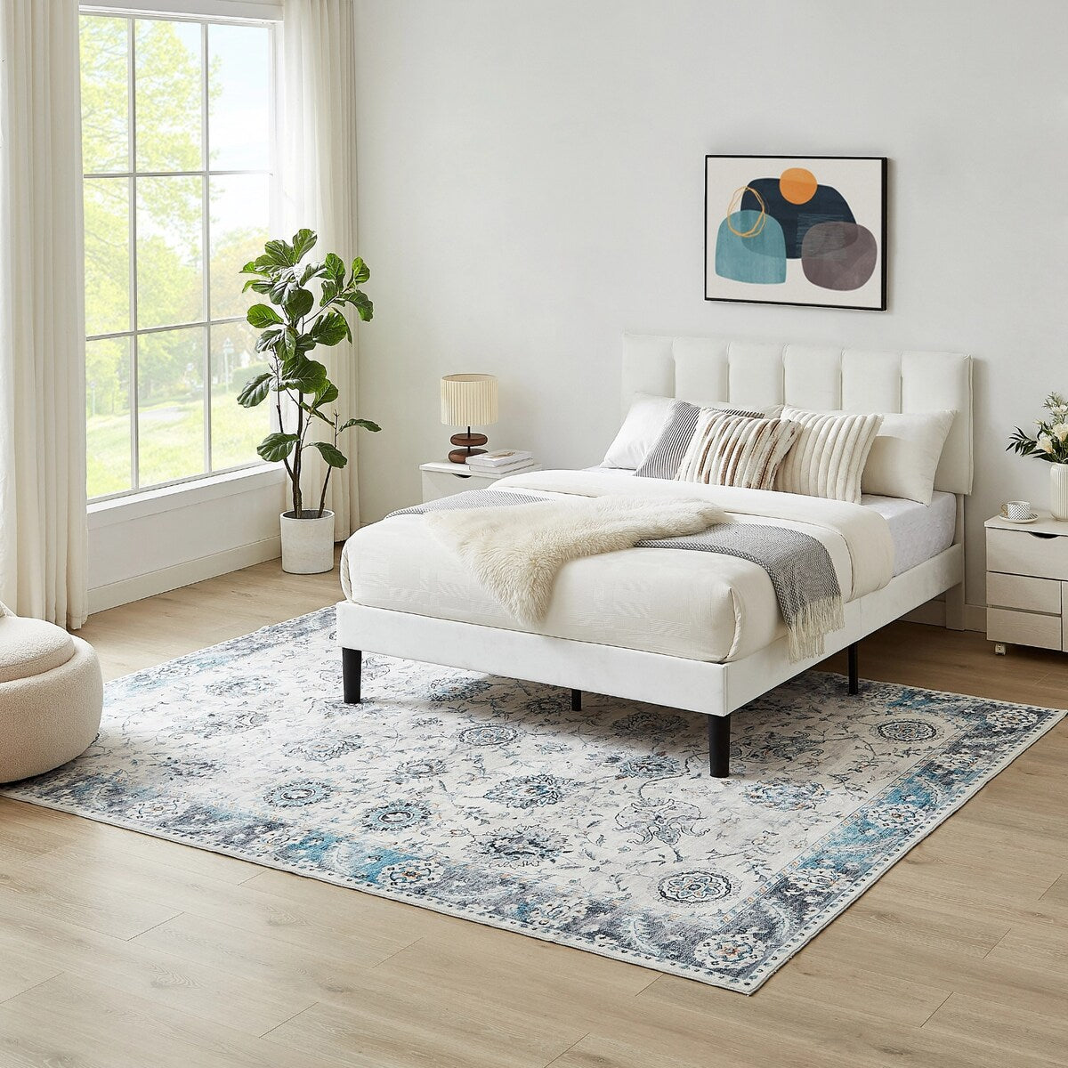 5'x7' Area Rug, Soft Washable Low-Pile Carpet Mat with Non-Slip Backing for Living Room and Bedroom
