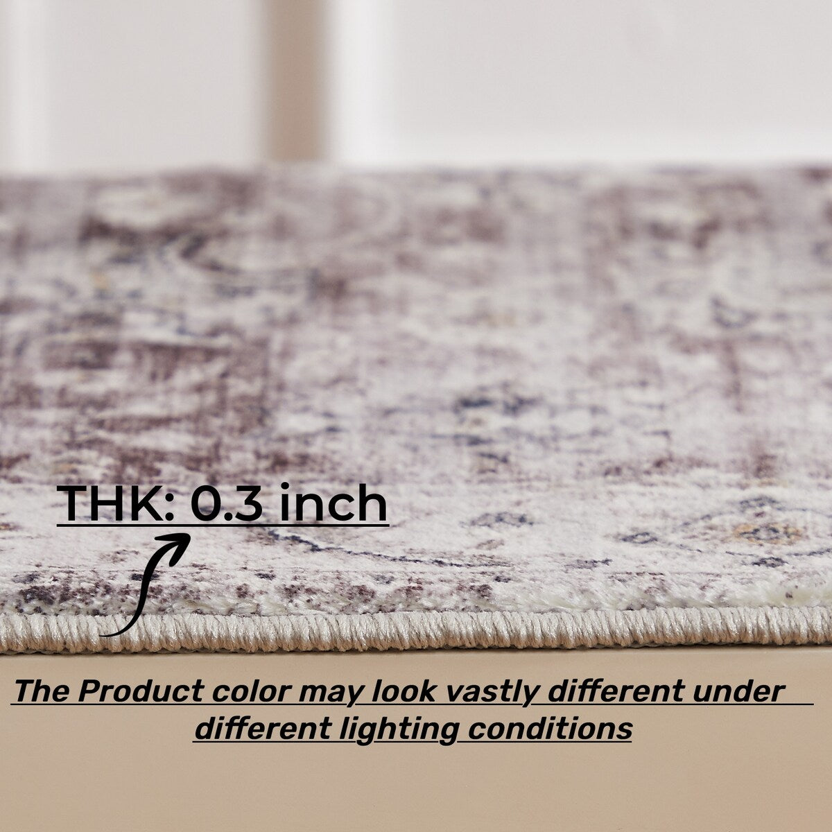 5'x7' Area Rug, Soft Washable Low-Pile Carpet Mat with Non-Slip Backing for Living Room and Bedroom