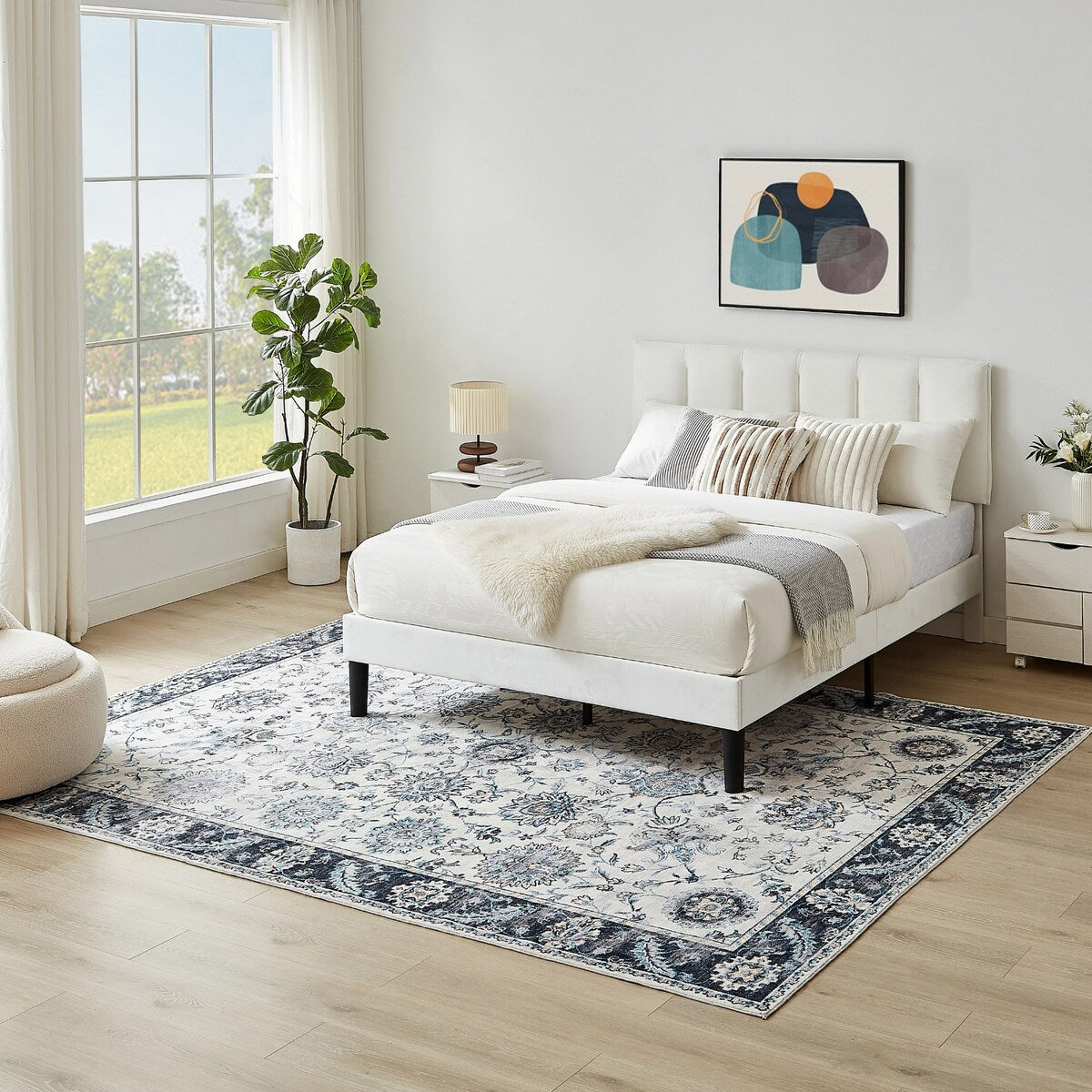 5'x7' Area Rug, Soft Washable Low-Pile Carpet Mat with Non-Slip Backing for Living Room and Bedroom