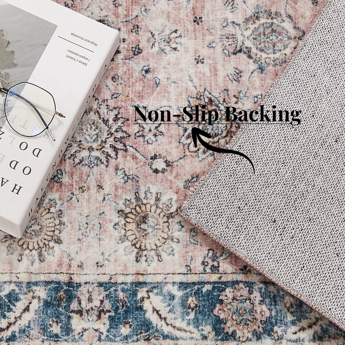 5'x7' Area Rug, Soft Washable Low-Pile Carpet Mat with Non-Slip Backing for Living Room and Bedroom