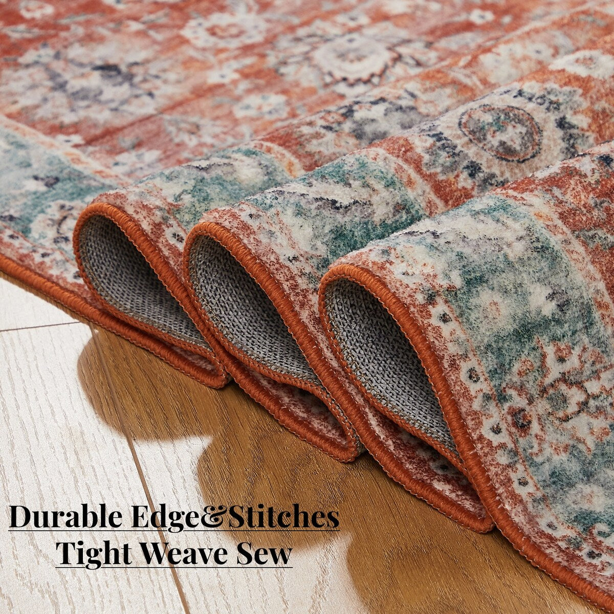 5'x7' Area Rug, Soft Washable Low-Pile Carpet Mat with Non-Slip Backing for Living Room and Bedroom