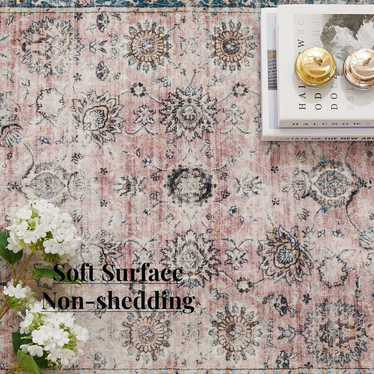 5'x7' Area Rug, Soft Washable Low-Pile Carpet Mat with Non-Slip Backing for Living Room and Bedroom