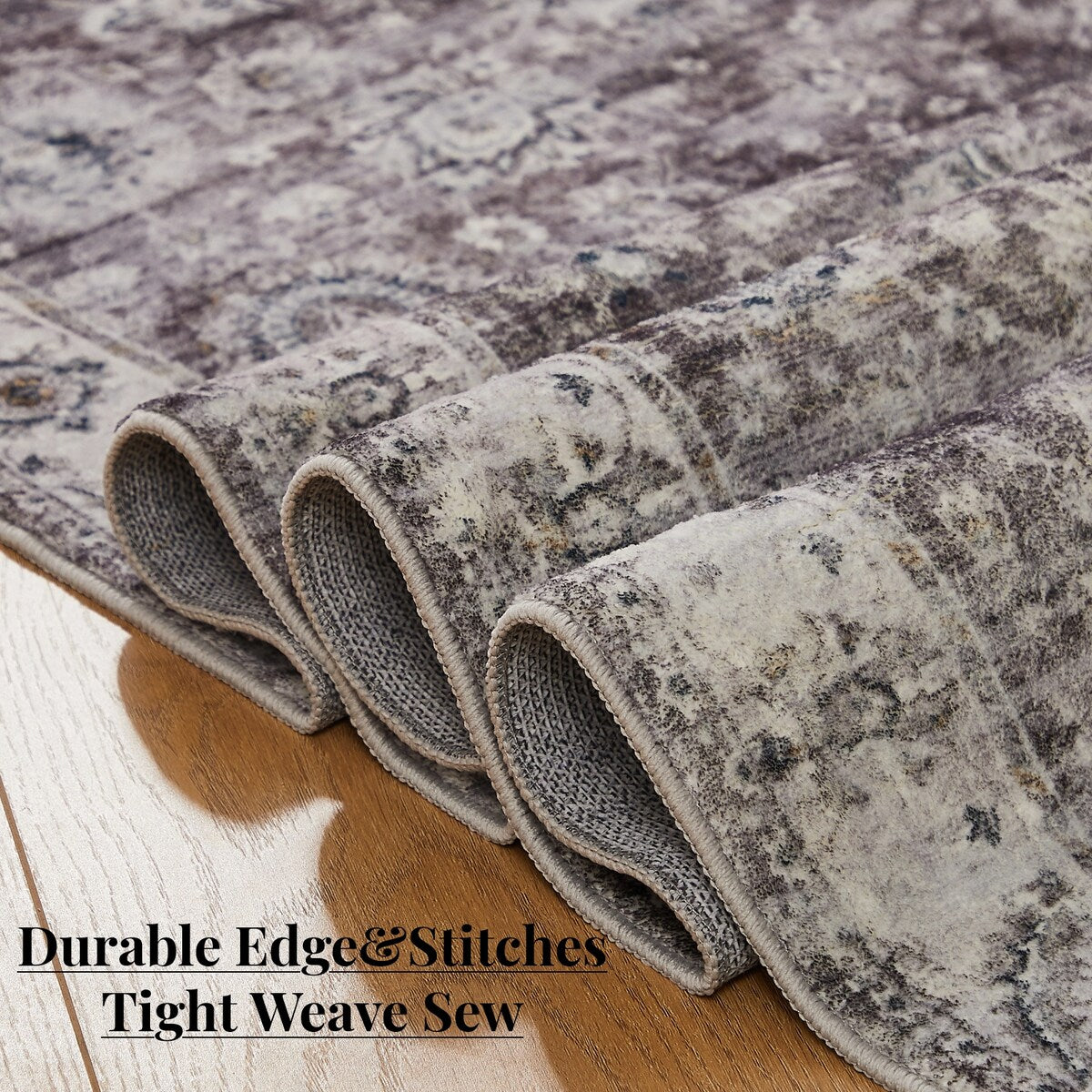 5'x7' Area Rug, Soft Washable Low-Pile Carpet Mat with Non-Slip Backing for Living Room and Bedroom