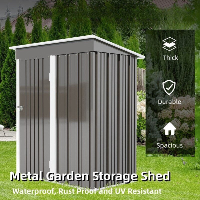 5*3FT Outdoor Storage Shed ,Tool Shed with Sloping Roof and Lockable Door,Metal Shed