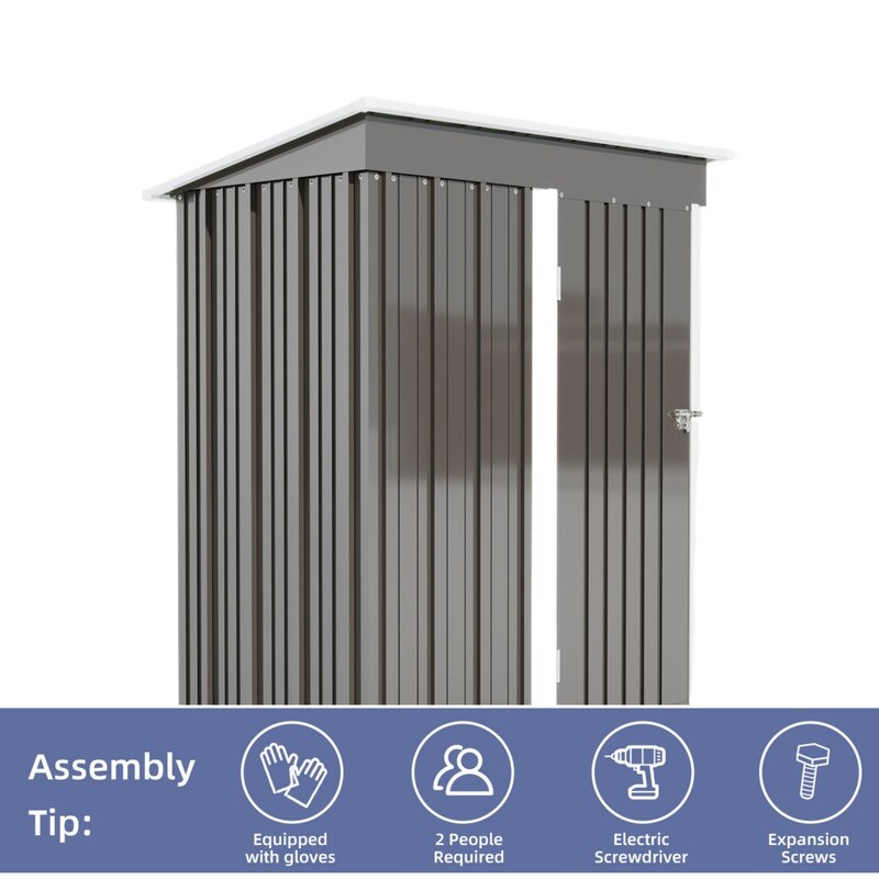 5*3FT Outdoor Storage Shed ,Tool Shed with Sloping Roof and Lockable Door,Metal Shed