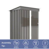 5*3FT Outdoor Storage Shed ,Tool Shed with Sloping Roof and Lockable Door,Metal Shed