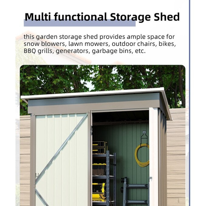 5*3FT Outdoor Storage Shed ,Tool Shed with Sloping Roof and Lockable Door,Metal Shed