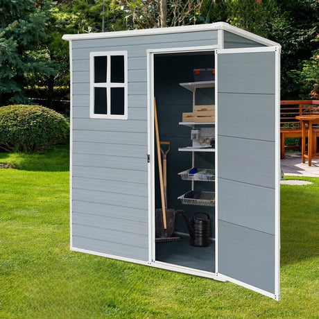 5x3ft Resin Outdoor Storage Shed Kit-Perfect to Store Patio Furniture,Grey