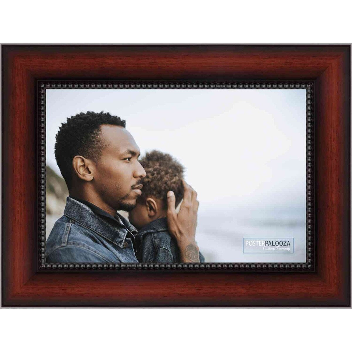 5x7 Traditional Mahogany Complete Wood Picture Frame with UV Acrylic, Foam Board Backing, & Hardware