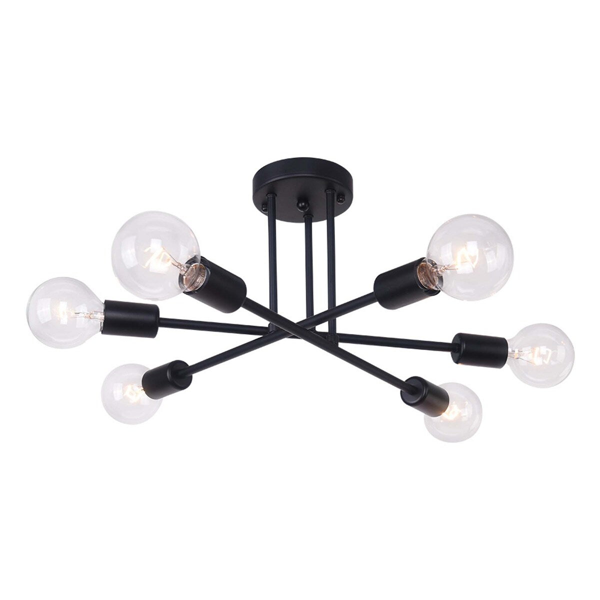 6 - Light Modern Metal Black Sputnik Semi-Flush Mount Ceiling Light