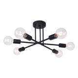 6 - Light Modern Metal Black Sputnik Semi-Flush Mount Ceiling Light
