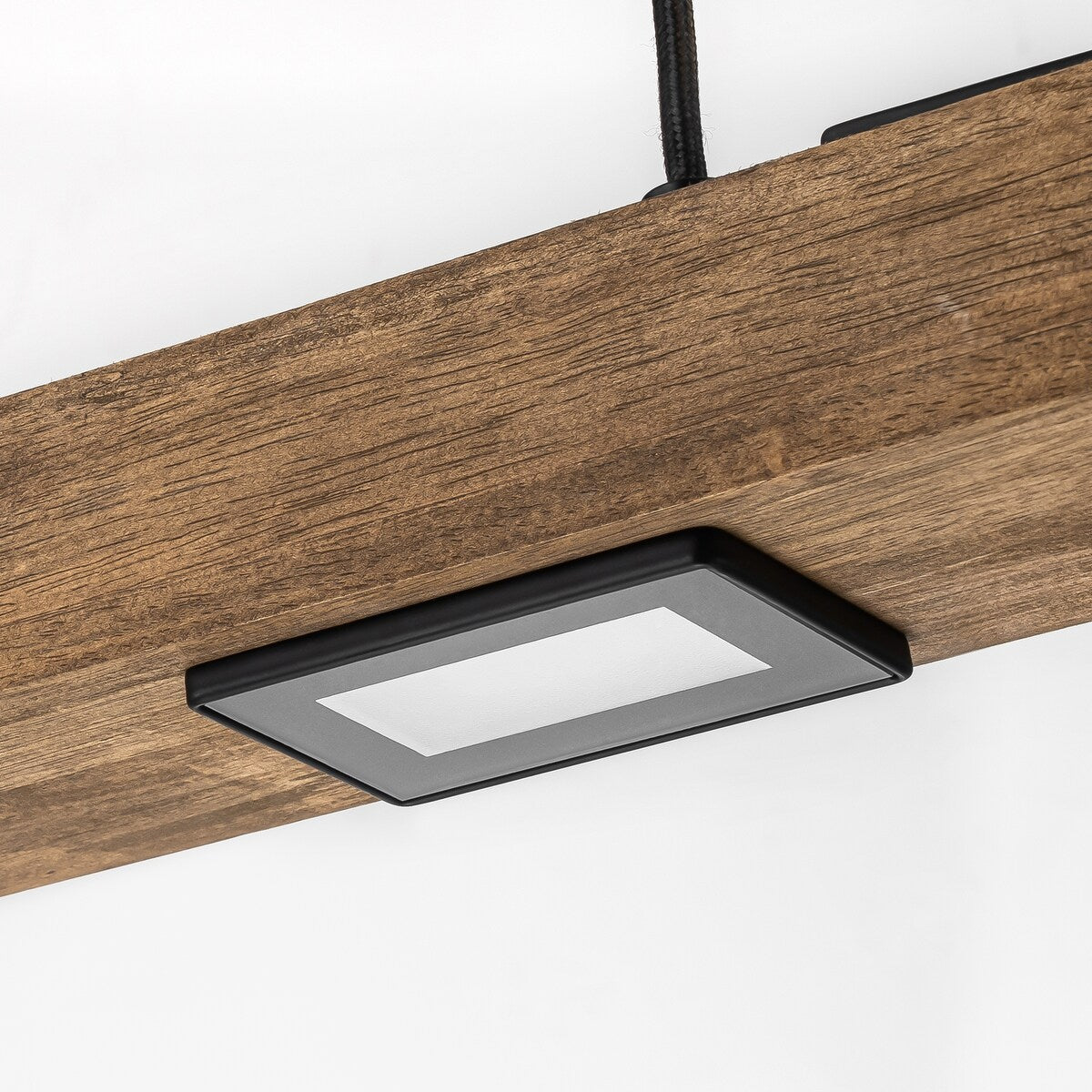 6-Light Modern Farmhouse Brown Wood Linear Integrated LED Island Pendant for Kitchen Dining Room - 31.4 in. L