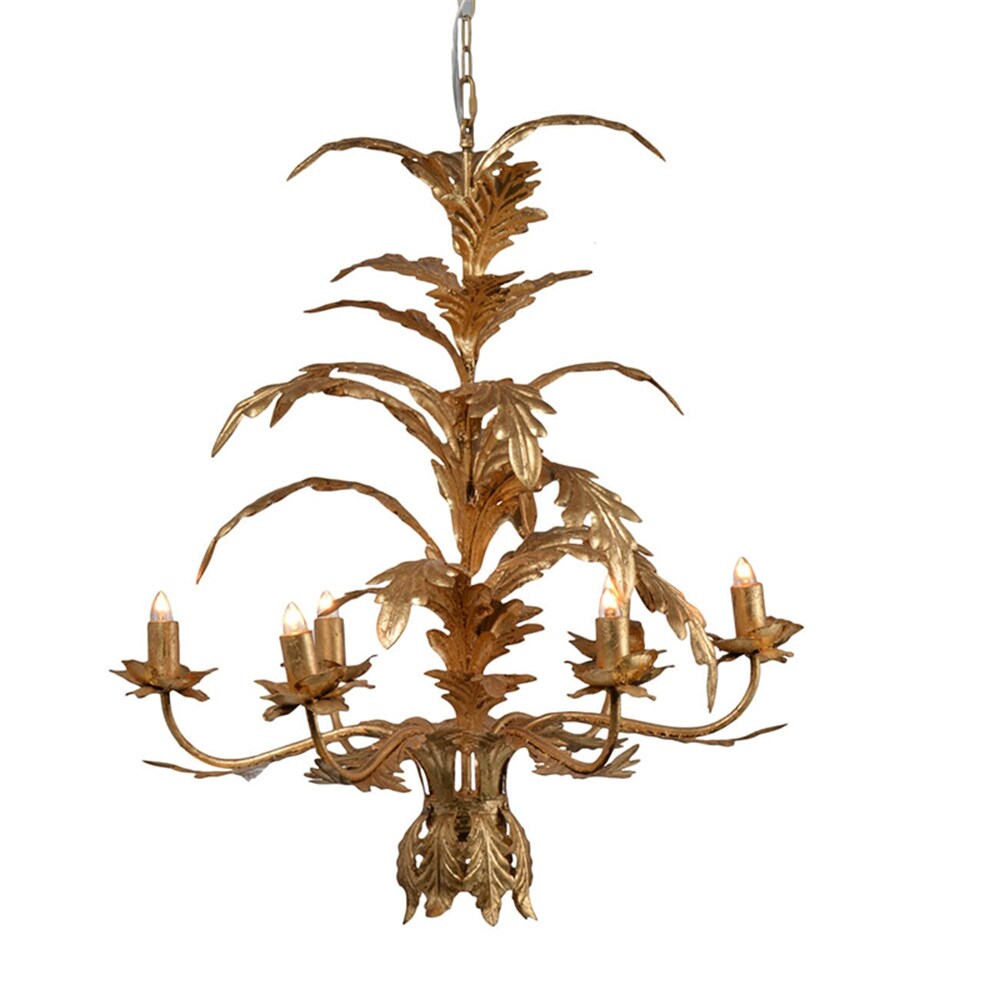 6 - Light Metal Chandelier with Adjustable Chain(No Bulb) - N/A