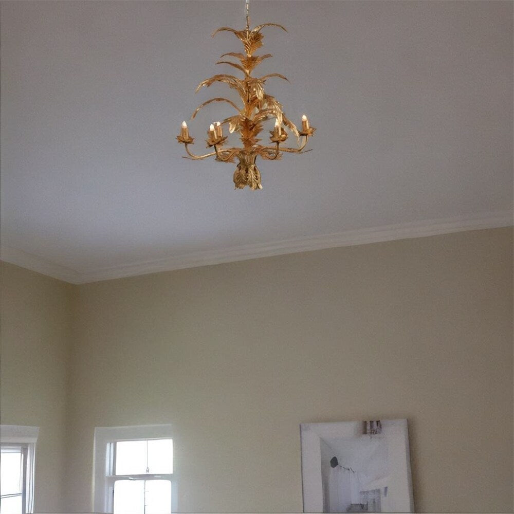 6 - Light Metal Chandelier with Adjustable Chain(No Bulb) - N/A