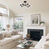 6 - Light Modern Metal Black Sputnik Semi-Flush Mount Ceiling Light