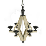 6 - Light Wood Chandelier, Hanging Light Fixture with Adjustable Chain for Kitchen Dining Room Foyer Entryway, Bulb Not Included