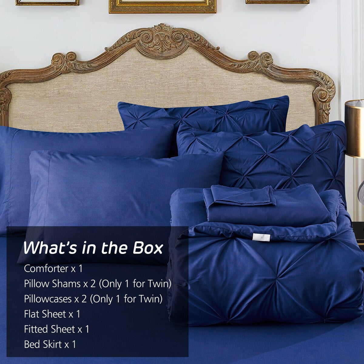 8 Piece Pintuck Comforter Set with Sheets